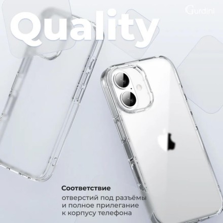 Чехол накладка для iPhone 16 Gurdini Alba Series Protective (прозрачный матовый)