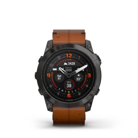 Часы Garmin Epix Pro Gen 2 Sapphire Edition, 51 mm (Carbon Grey DLC Titanium/Chestnut Leather Band)