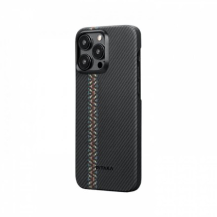Чехол для iPhone 15 Pro Max Pitaka Fusion Weaving MagEZ Case 4 Rhapsody кевлар (черно-серый)